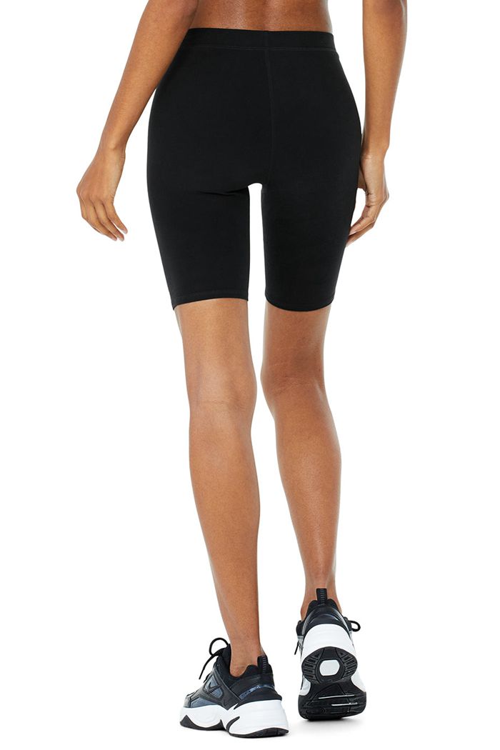 Black Alo Yoga High-Waist Alosoft Flow Biker Women's Short | 73841VELP