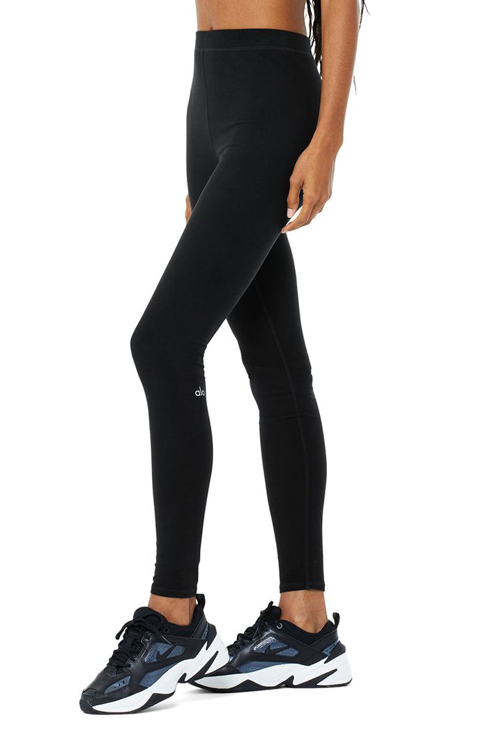 Black Alo Yoga High-Waist Alosoft Flow Women's Leggings | 23719BJNX