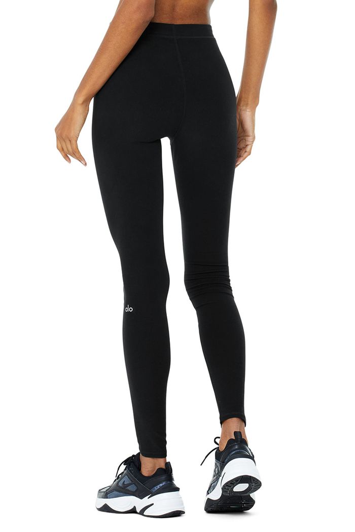 Black Alo Yoga High-Waist Alosoft Flow Women's Leggings | 23719BJNX