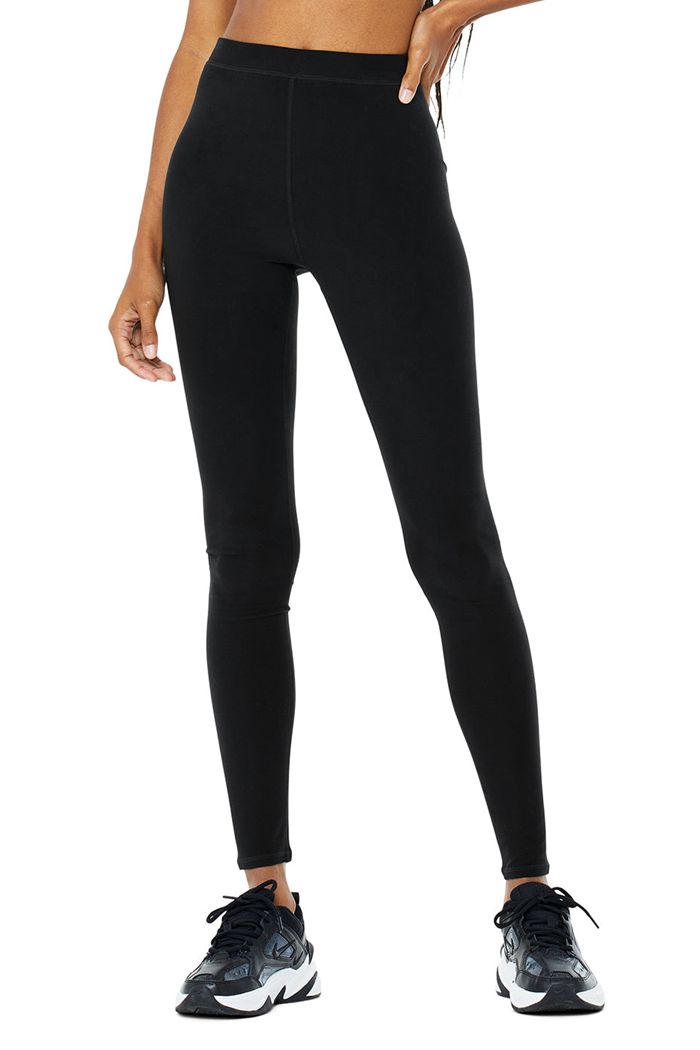 Black Alo Yoga High-Waist Alosoft Flow Women\'s Leggings | 23719BJNX