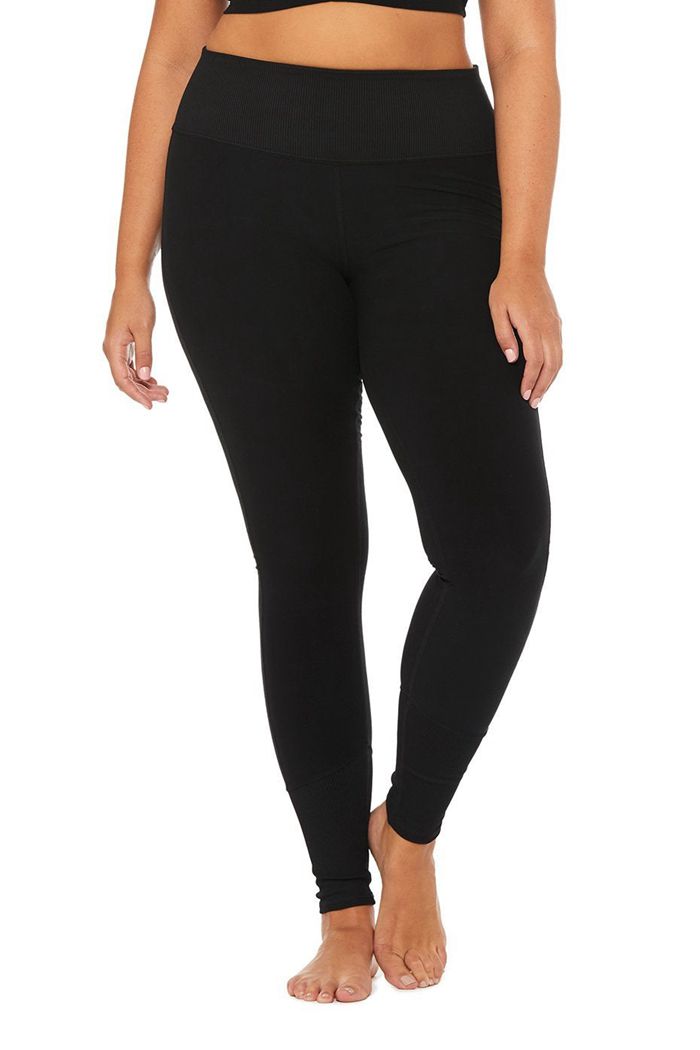 Black Alo Yoga High-Waist Alosoft Lounge Women's Leggings | 18359VWLO