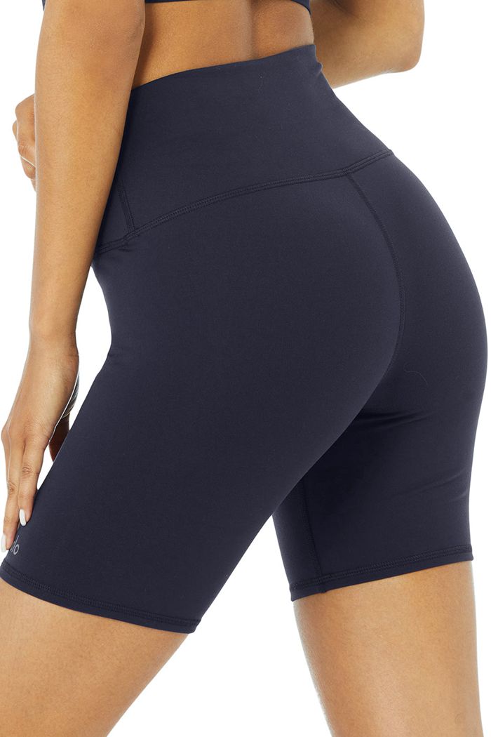 Black Alo Yoga High-Waist Biker Women's Short | 50127VSLC