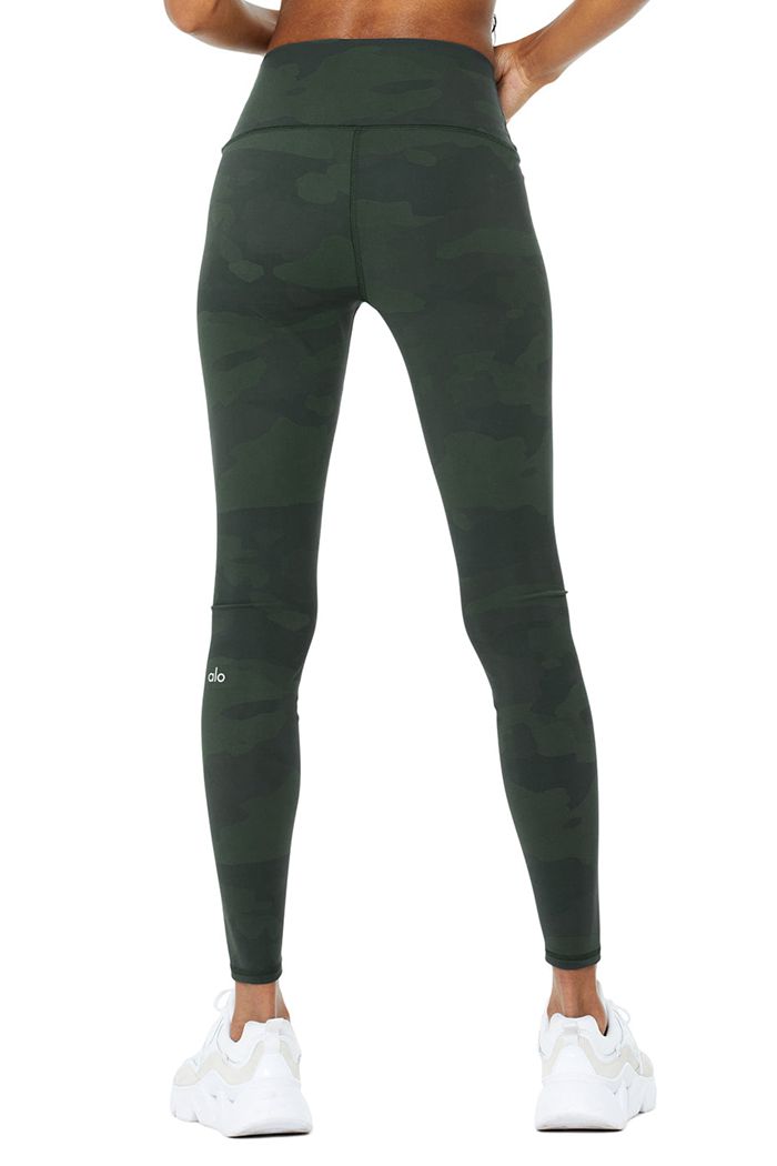 Black Alo Yoga High-Waist Camo Vapor Women's Leggings | 74965NWGC