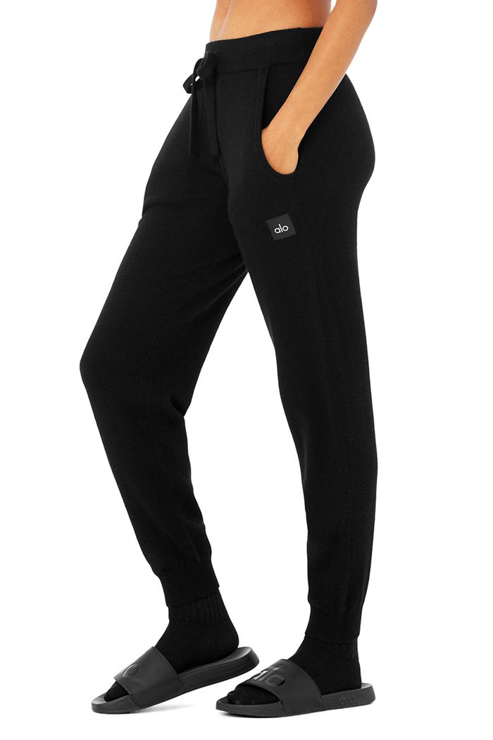 Black Alo Yoga High-Waist Cashmere Jet Set Women's Pants | 41370KNYC