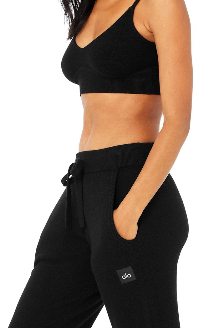 Black Alo Yoga High-Waist Cashmere Jet Set Women's Pants | 41370KNYC