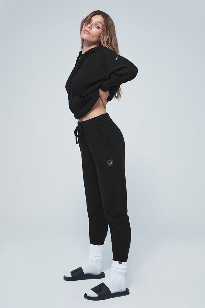 Black Alo Yoga High-Waist Cashmere Jet Set Women's Pants | 41370KNYC