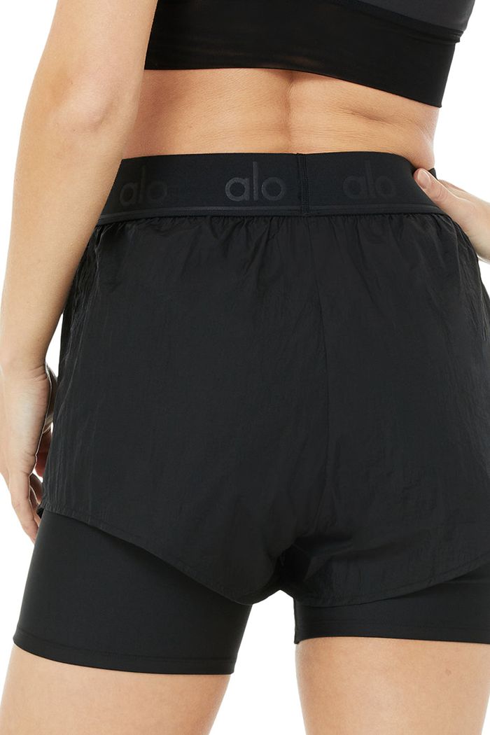 Black Alo Yoga High-Waist Catch The Light Women's Short | 08672RMCJ