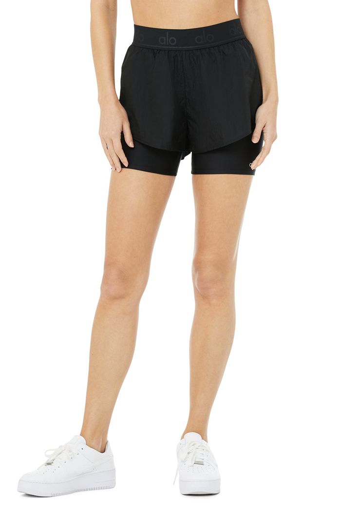 Black Alo Yoga High-Waist Catch The Light Women\'s Short | 08672RMCJ