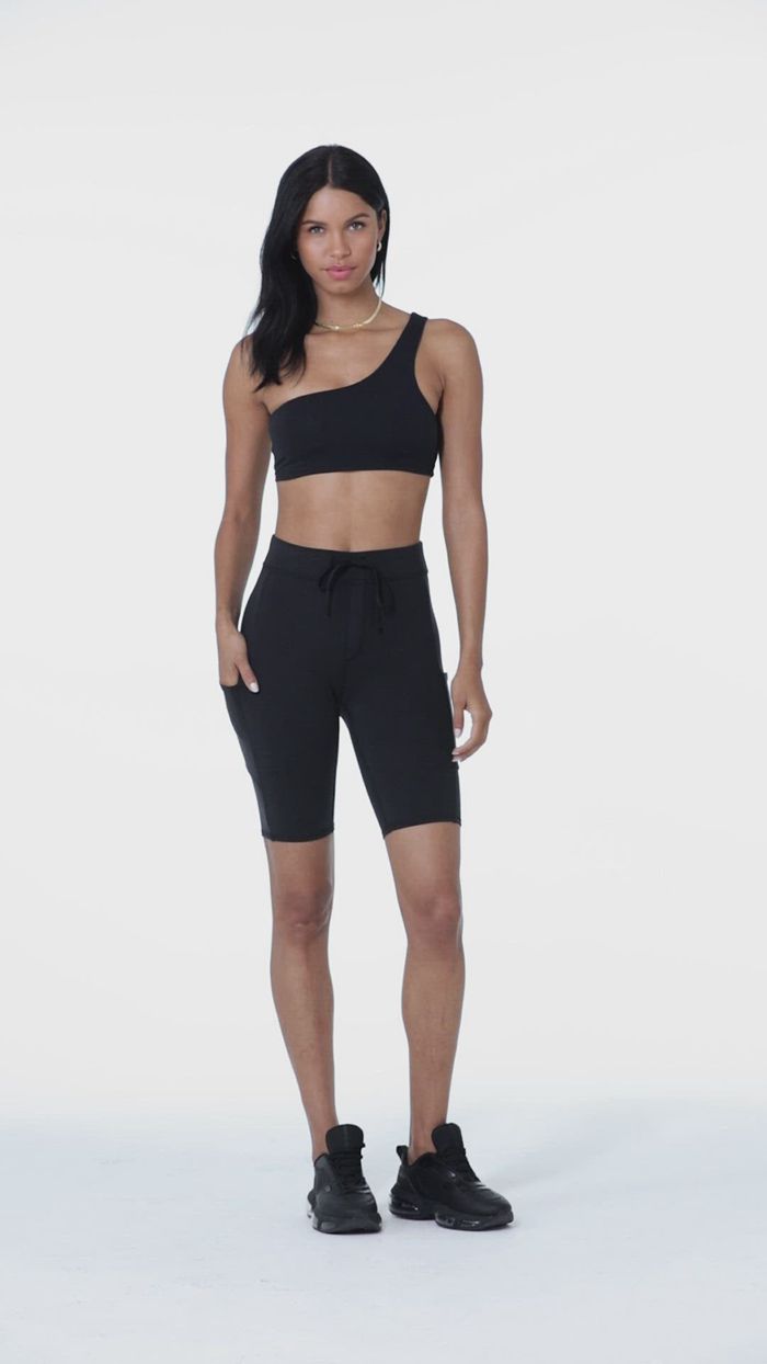 Black Alo Yoga High-Waist Checkpoint Biker Women's Short | 73051LCNV