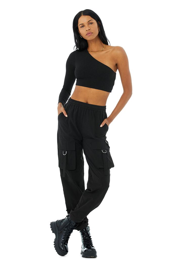 Black Alo Yoga High-Waist City Wise Cargo Women's Pants | 48957YXVF