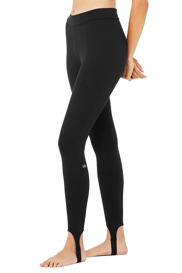 Black Alo Yoga High-Waist Classic Stirrup Women's Leggings | 89467BDNR