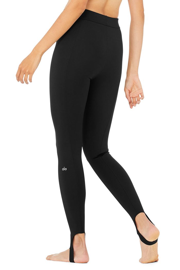 Black Alo Yoga High-Waist Classic Stirrup Women's Leggings | 89467BDNR