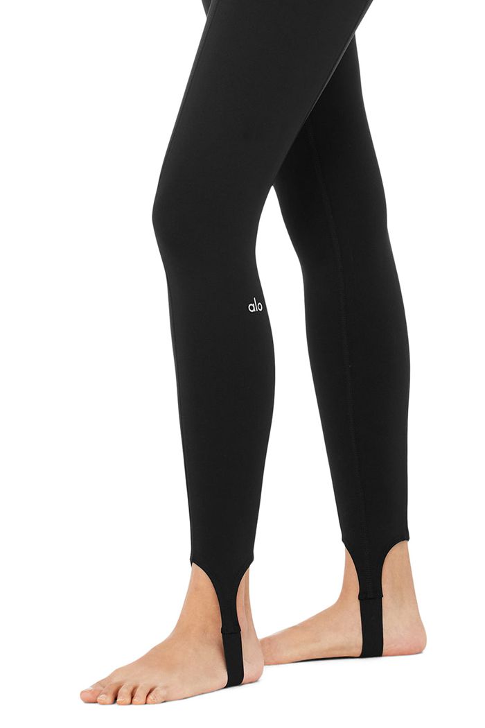 Black Alo Yoga High-Waist Classic Stirrup Women's Leggings | 89467BDNR