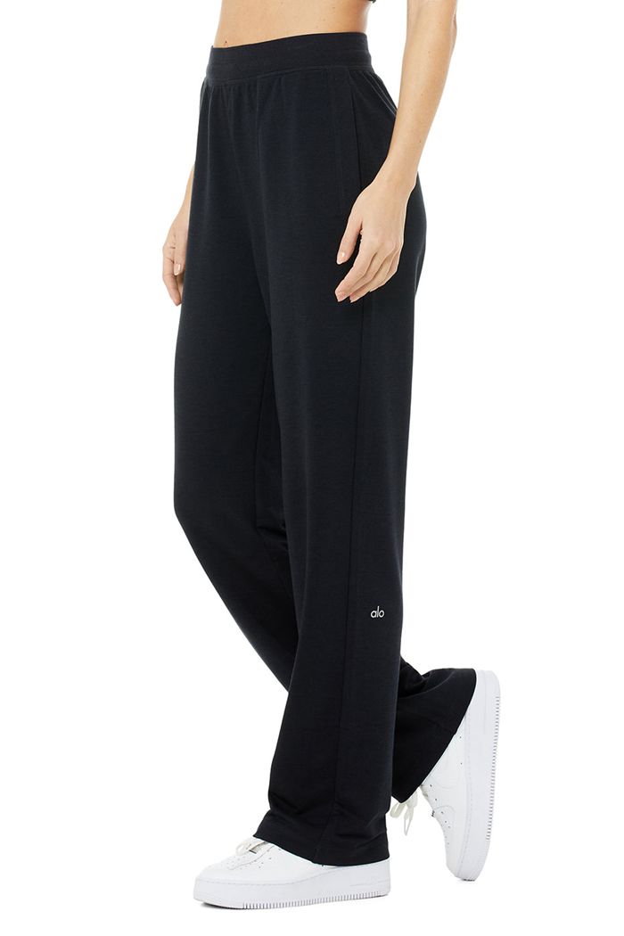 Black Alo Yoga High-Waist Dreamy Wide Women's Leggings | 16409VCQP