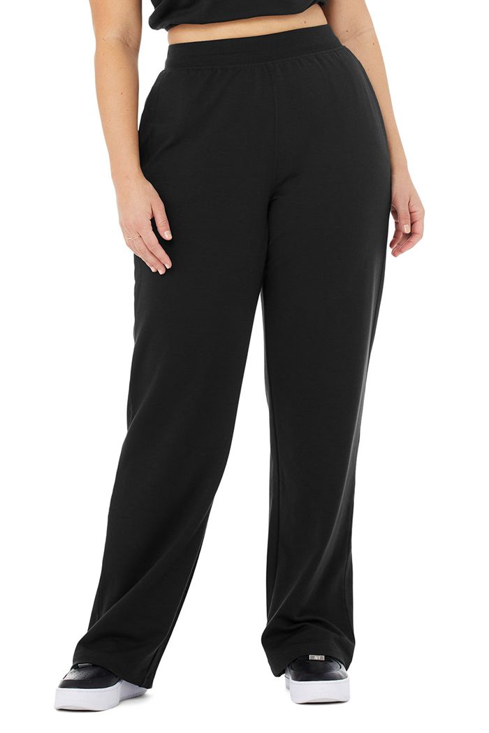 Black Alo Yoga High-Waist Dreamy Wide Women's Leggings | 16409VCQP