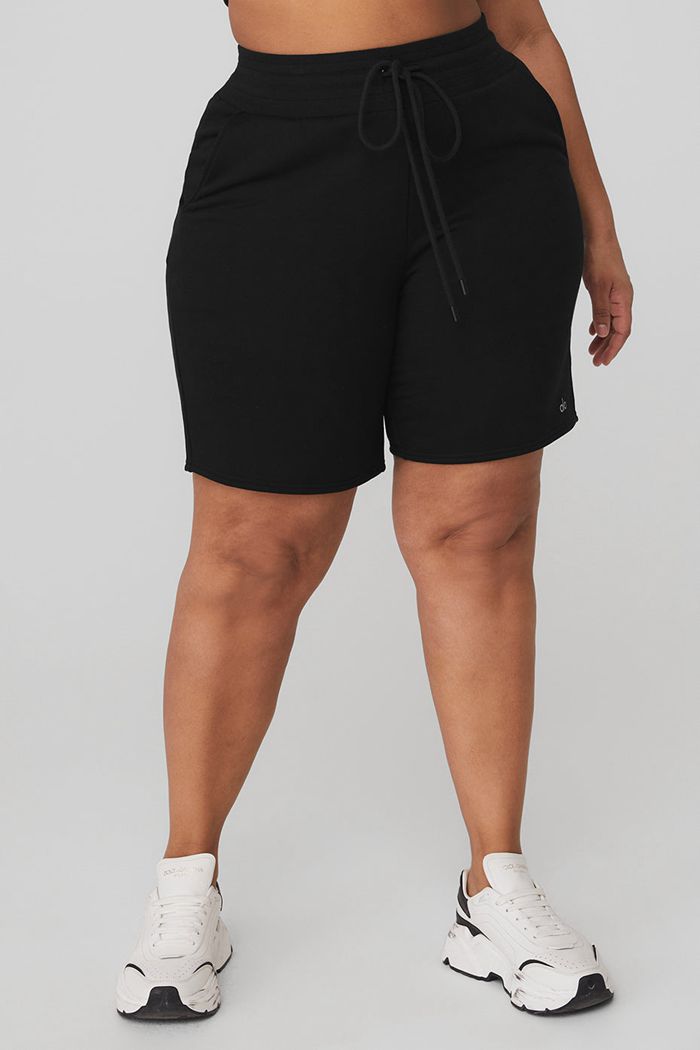 Black Alo Yoga High-Waist Easy Sweat Women's Short | 32196OAWR