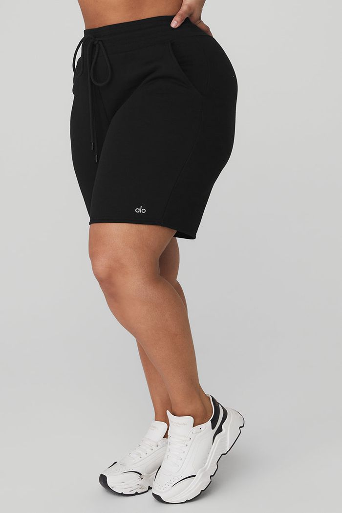 Black Alo Yoga High-Waist Easy Sweat Women's Short | 32196OAWR