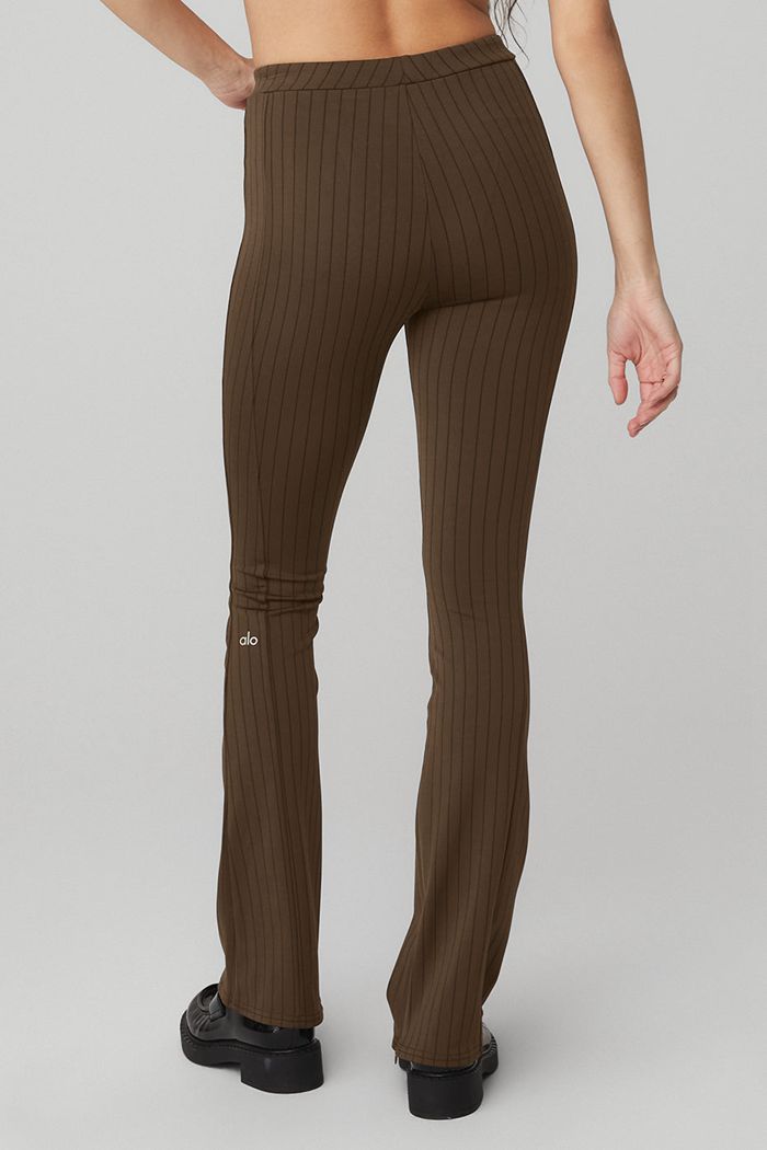 Black Alo Yoga High-Waist Pinstripe Zip It Flare Women's Leggings | 28103TYRK