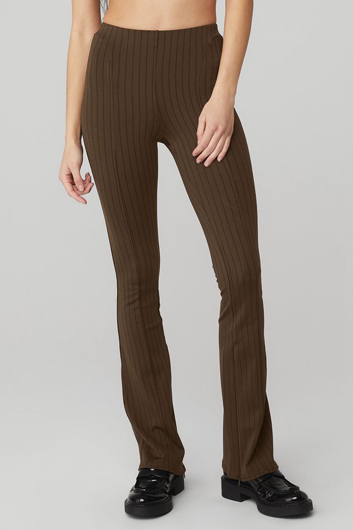 Black Alo Yoga High-Waist Pinstripe Zip It Flare Women\'s Leggings | 28103TYRK