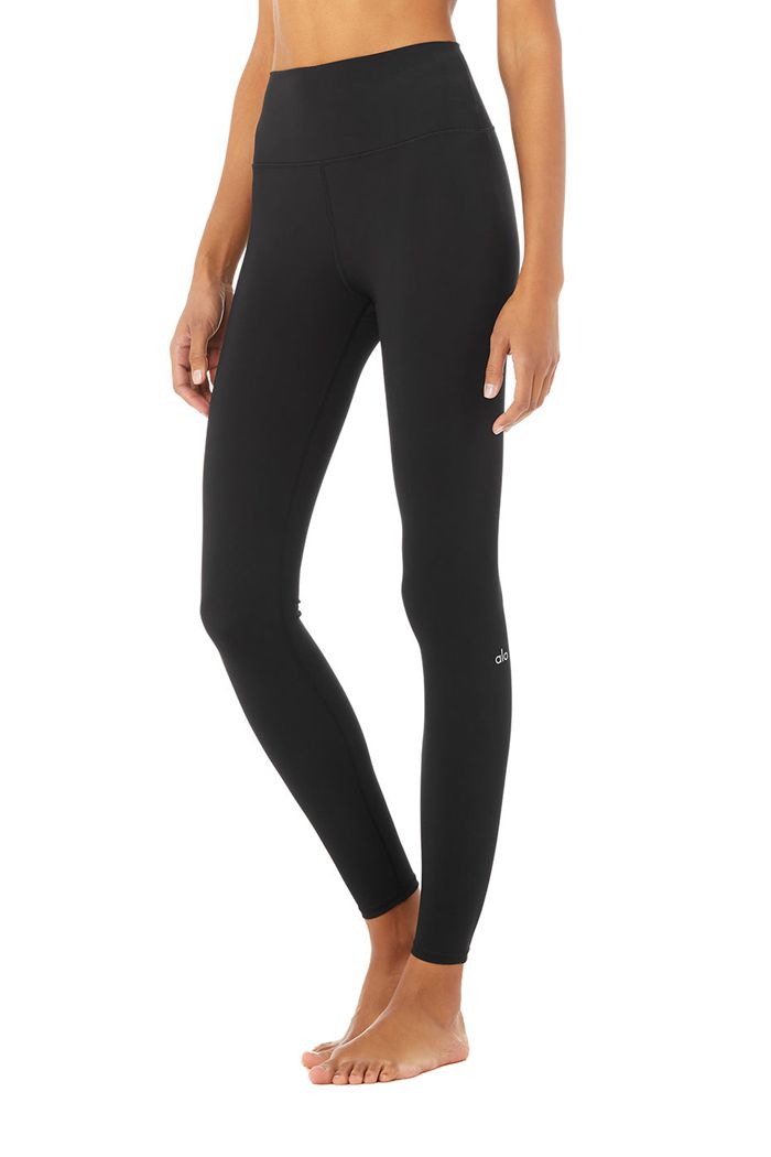 Black Alo Yoga High-Waist Solid Vapor Women's Leggings | 19645MEPW