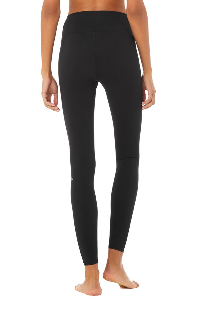 Black Alo Yoga High-Waist Solid Vapor Women's Leggings | 19645MEPW