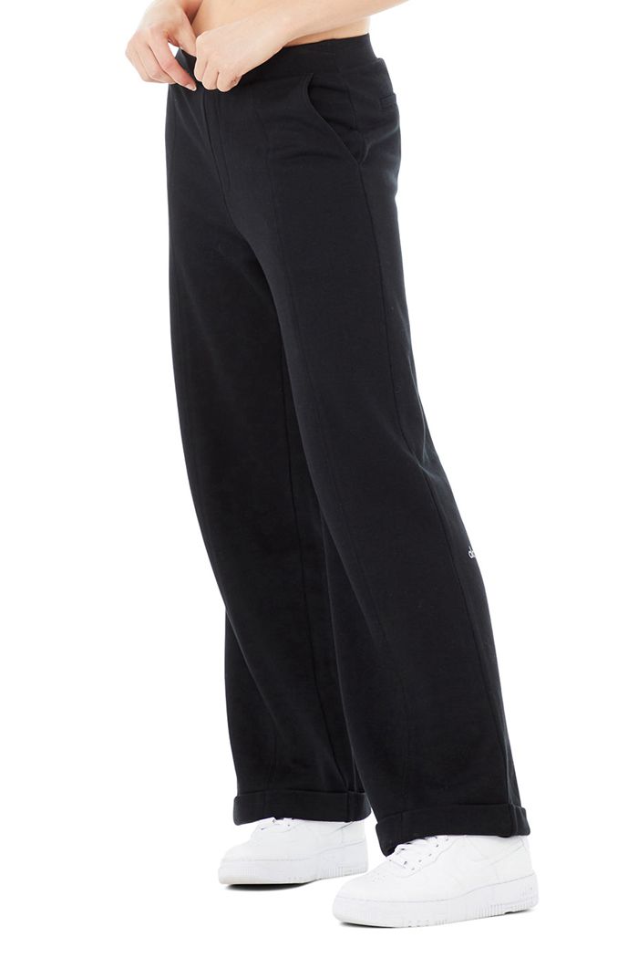 Black Alo Yoga High-Waist Wide Leg Women's Pants | 76054VHCK