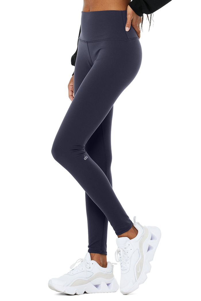 Black Alo Yoga High-Waist Winter Warmth Plush Women's Leggings | 07436FOEX