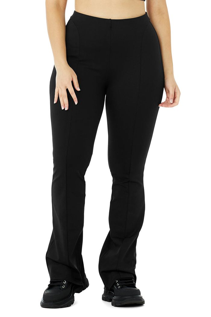 Black Alo Yoga High-Waist Zip It Flare Women's Leggings | 27831YJAH