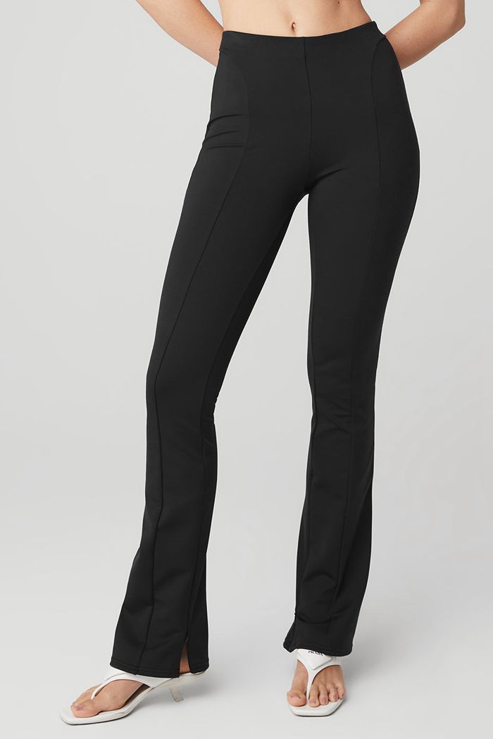 Black Alo Yoga High-Waist Zip It Flare Women\'s Leggings | 27831YJAH