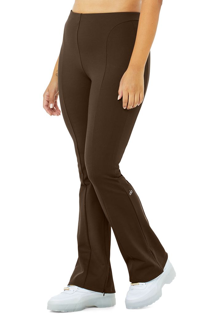 Black Alo Yoga High-Waist Zip It Flare Women's Leggings | 69578FZTL