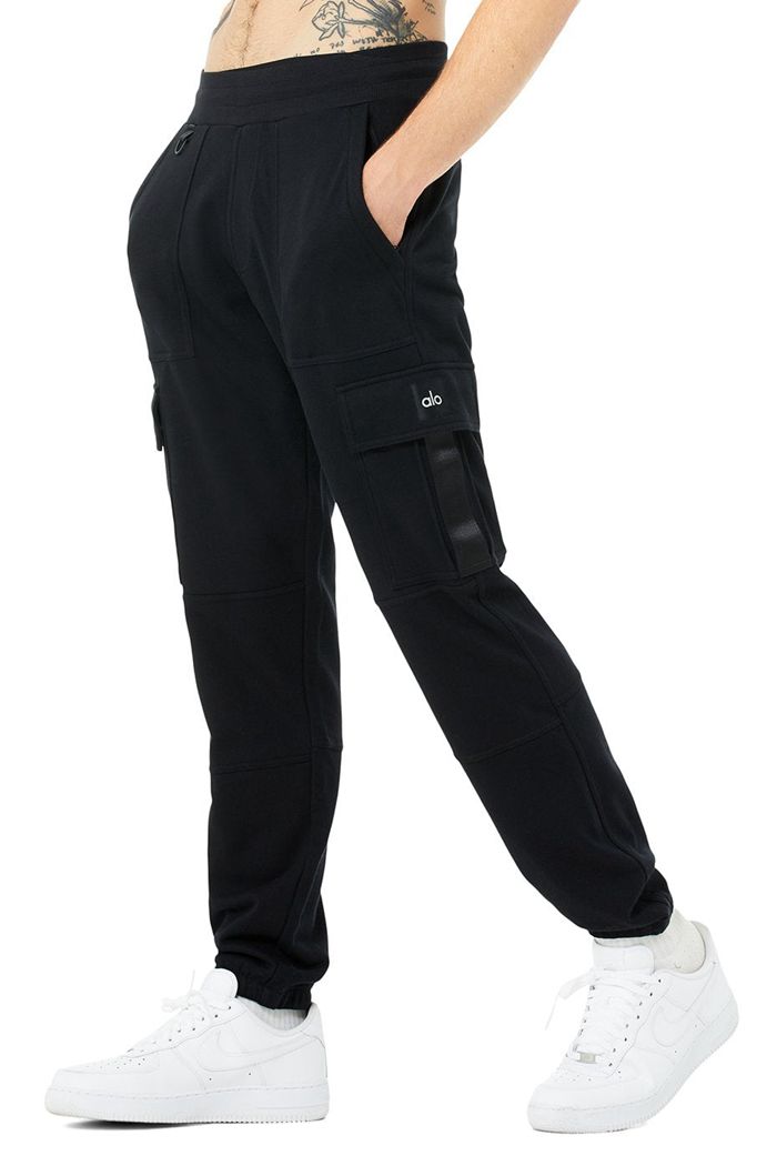 Black Alo Yoga Highline Cargo Sweat Men's Pants | 41250LZVB