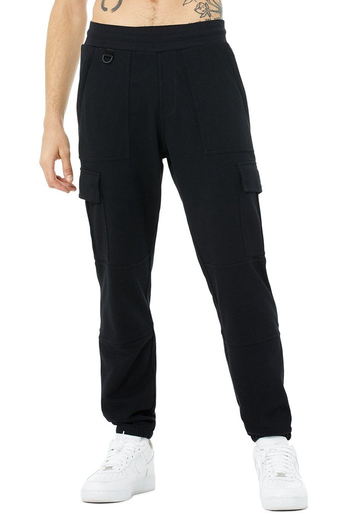 Black Alo Yoga Highline Cargo Sweat Men\'s Pants | 41250LZVB