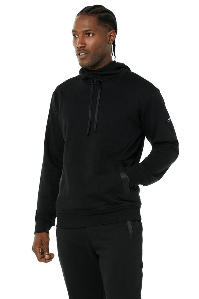 Black Alo Yoga Highline Men's Hoodie | 16745SINV