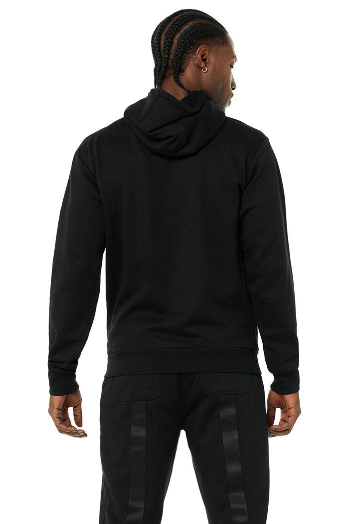 Black Alo Yoga Highline Men's Hoodie | 16745SINV