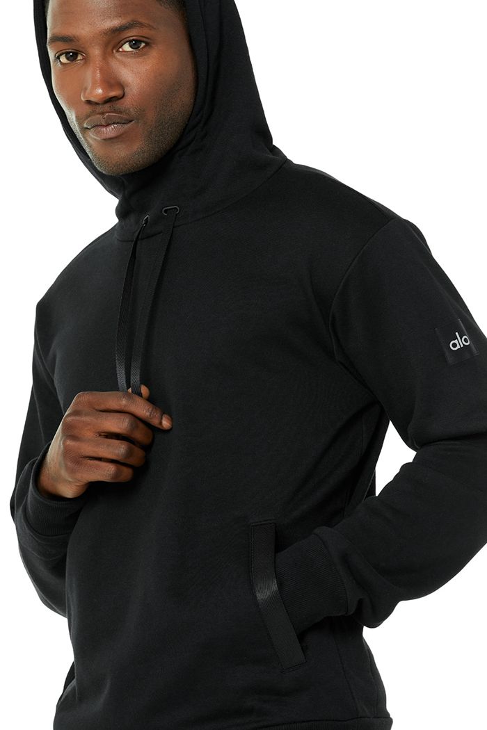 Black Alo Yoga Highline Men's Hoodie | 16745SINV