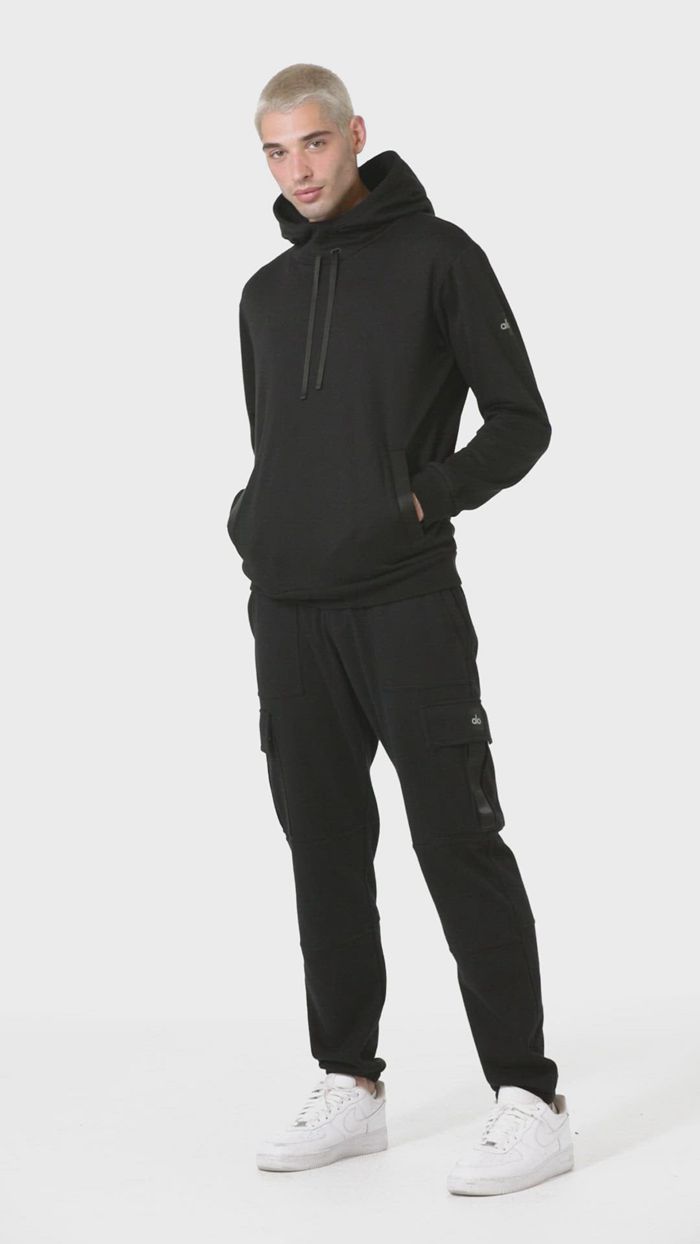 Black Alo Yoga Highline Men's Hoodie | 16745SINV