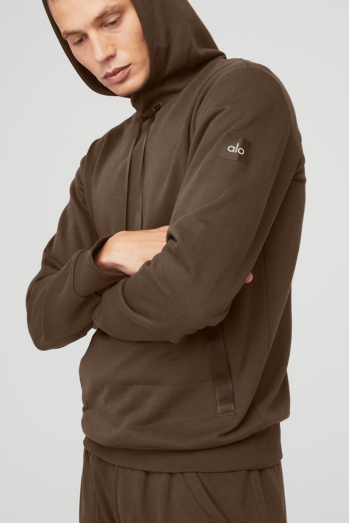 Black Alo Yoga Highline Men's Hoodie | 97861RHXQ