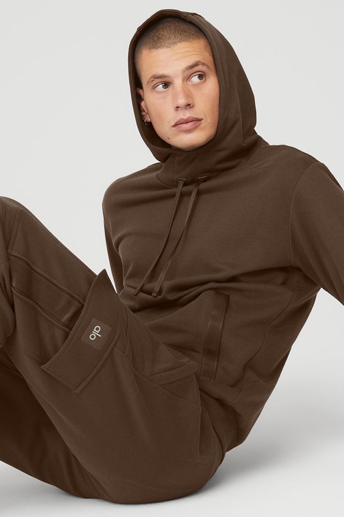 Black Alo Yoga Highline Men's Hoodie | 97861RHXQ