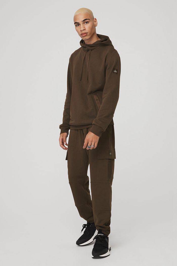 Black Alo Yoga Highline Men's Hoodie | 97861RHXQ