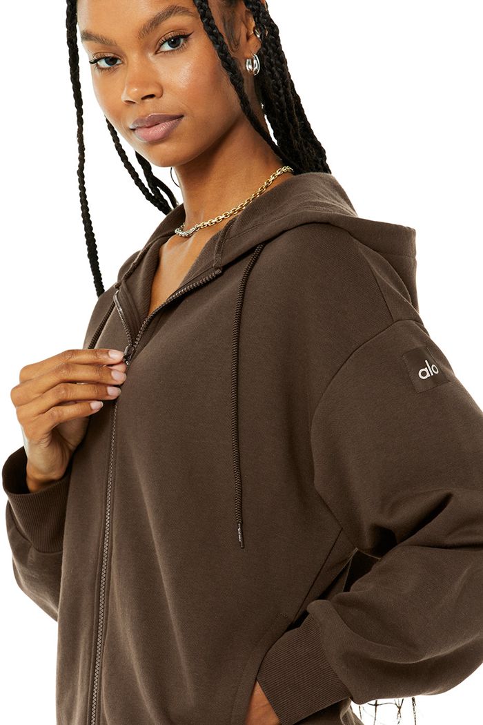 Black Alo Yoga Hype Full Zip Women's Hoodie | 38057VZUS