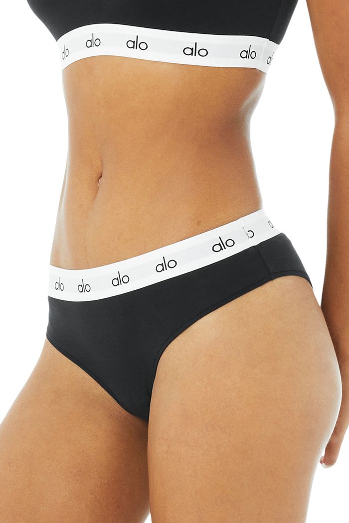 Black Alo Yoga Icon Cheeky Women's Underwear | 19028HGOU