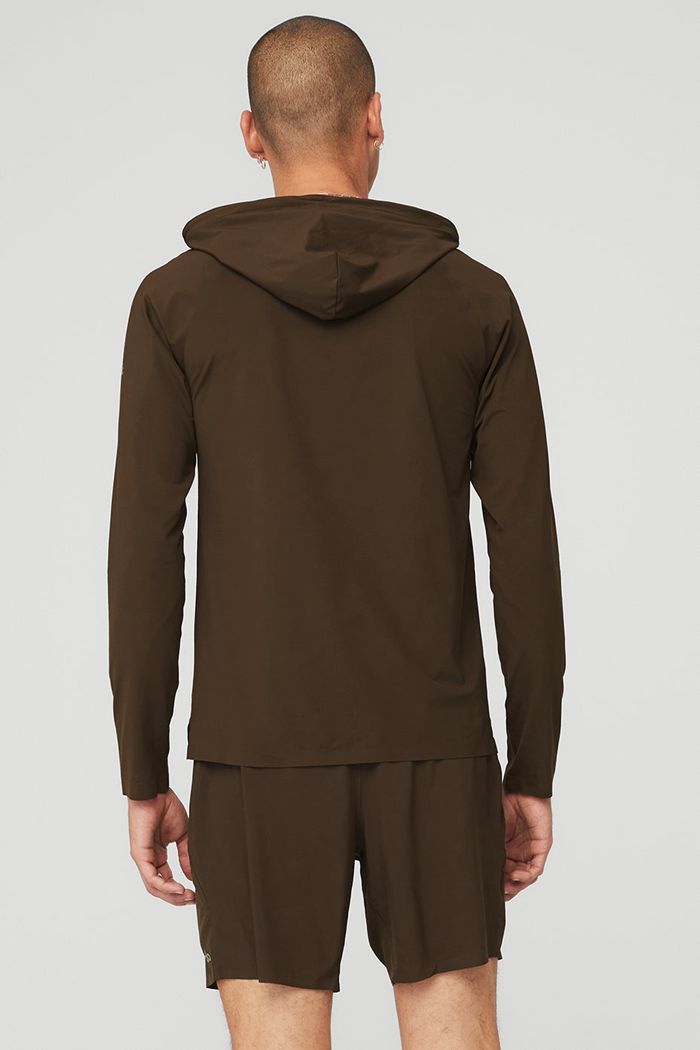 Black Alo Yoga Idol Hooded Runner Men's Hoodie | 68437FJWH