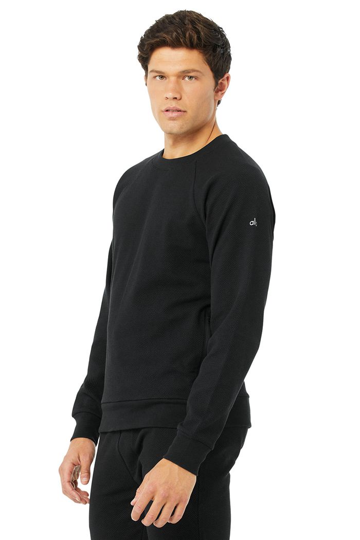 Black Alo Yoga Impel Sweatshirt Men's Long Sleeve | 49628HAUZ