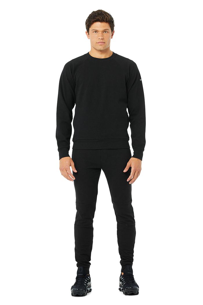 Black Alo Yoga Impel Sweatshirt Men's Long Sleeve | 49628HAUZ