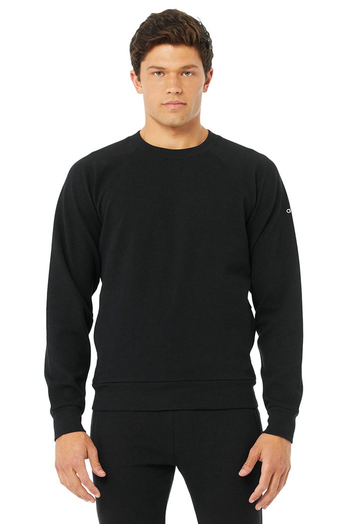 Black Alo Yoga Impel Sweatshirt Men\'s Long Sleeve | 49628HAUZ