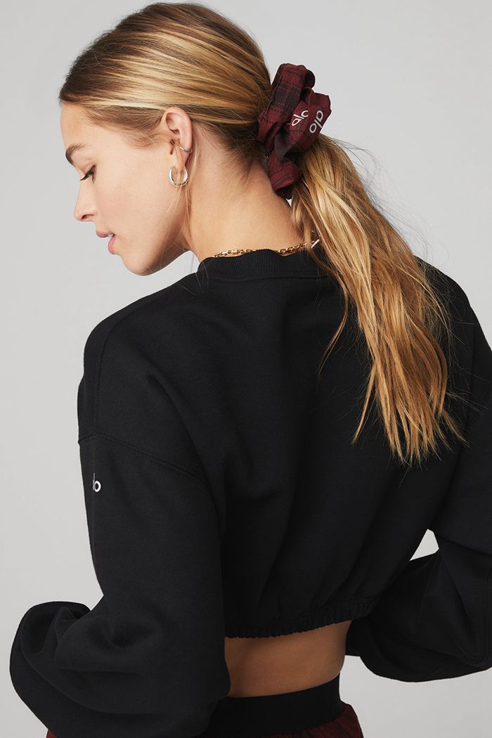 Black Alo Yoga Legacy Plaid Oversized Women's Scrunchie | 81642KHGF