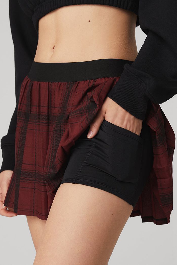 Black Alo Yoga Legacy Plaid Varsity Tennis Women's Skirts | 58692YILA