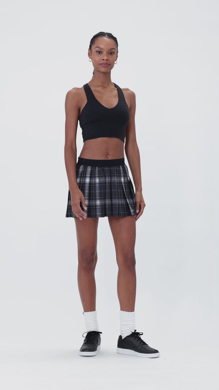 Black Alo Yoga Legacy Plaid Varsity Tennis Women's Skirts | 58692YILA