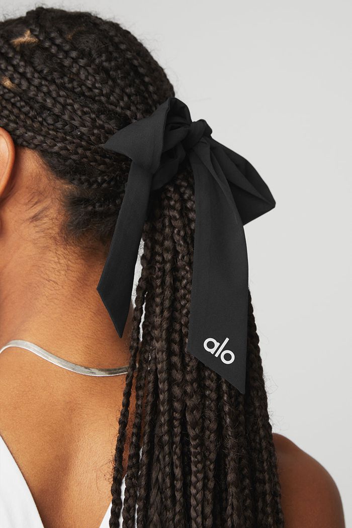 Black Alo Yoga Love Knots Tie Women's Scrunchie | 06295WVOB