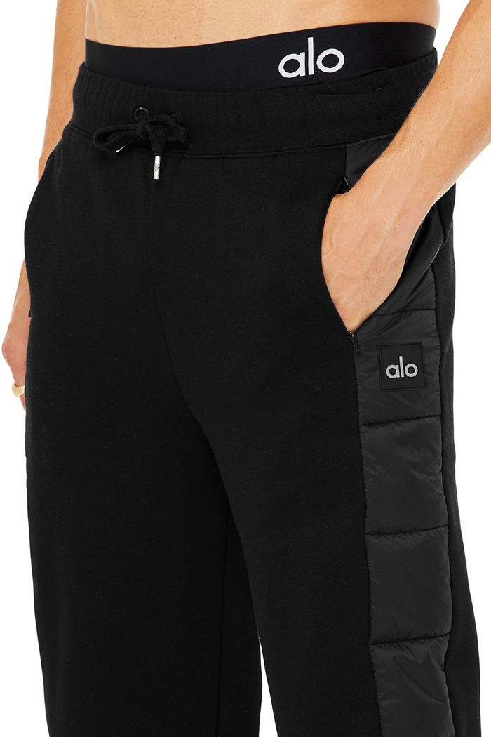 Black Alo Yoga Mash Up Sweat Men's Pants | 15240SHXR